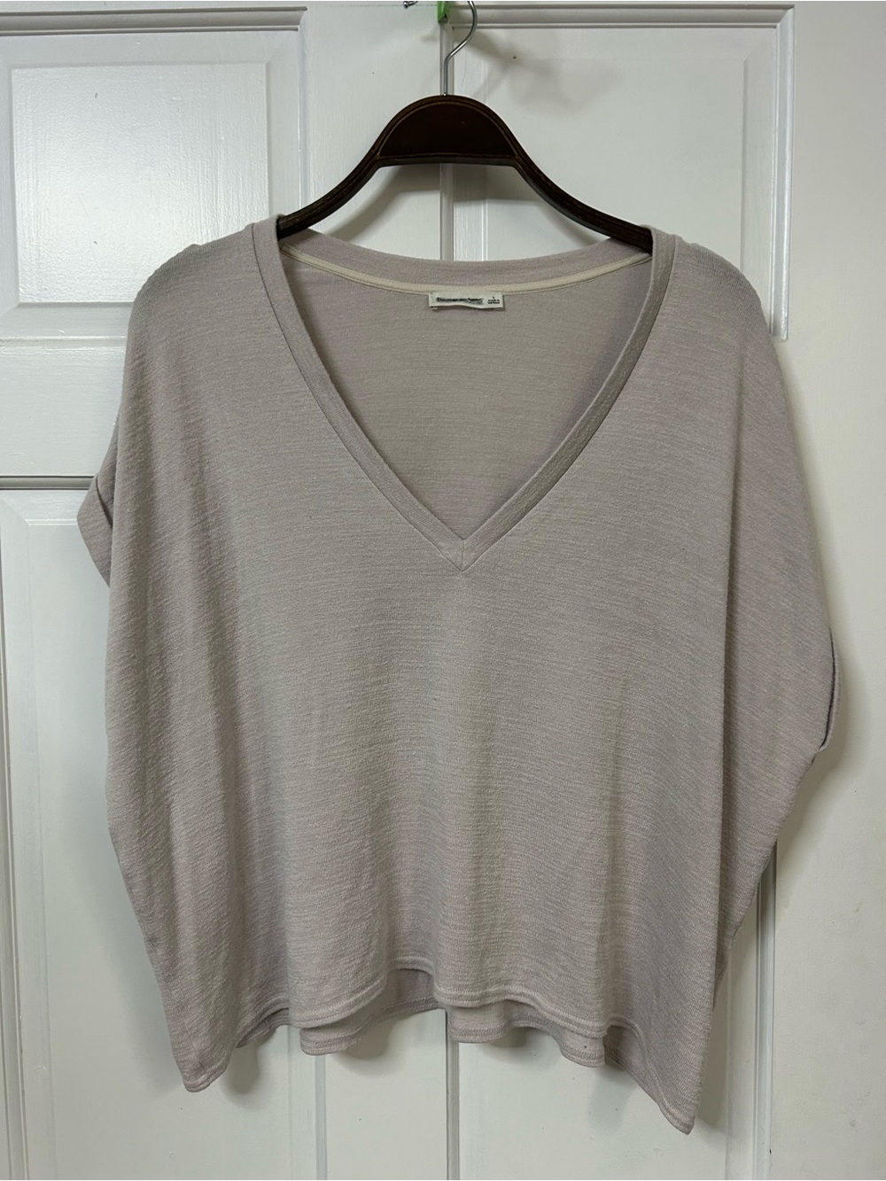 Abercrombie & Fitch Light Taupe V-Neck Boxy Sweatshirt